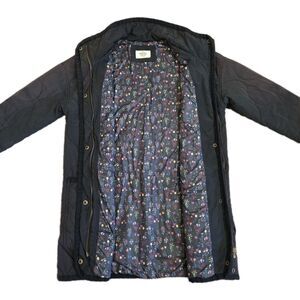 Marine Layer Quilted Navy Jacket with Floral Lining